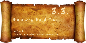 Beretzky Bojána névjegykártya